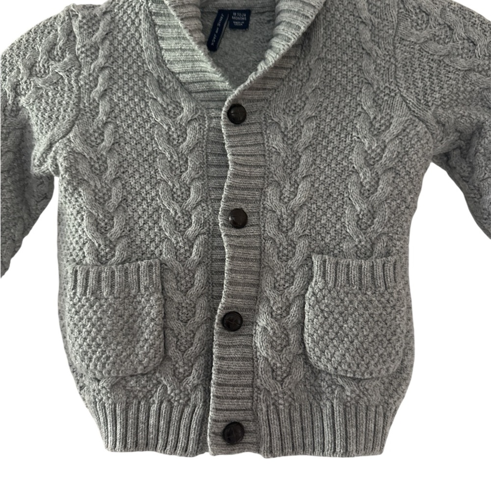 Janie and Jack Taupe Knit Cardigan